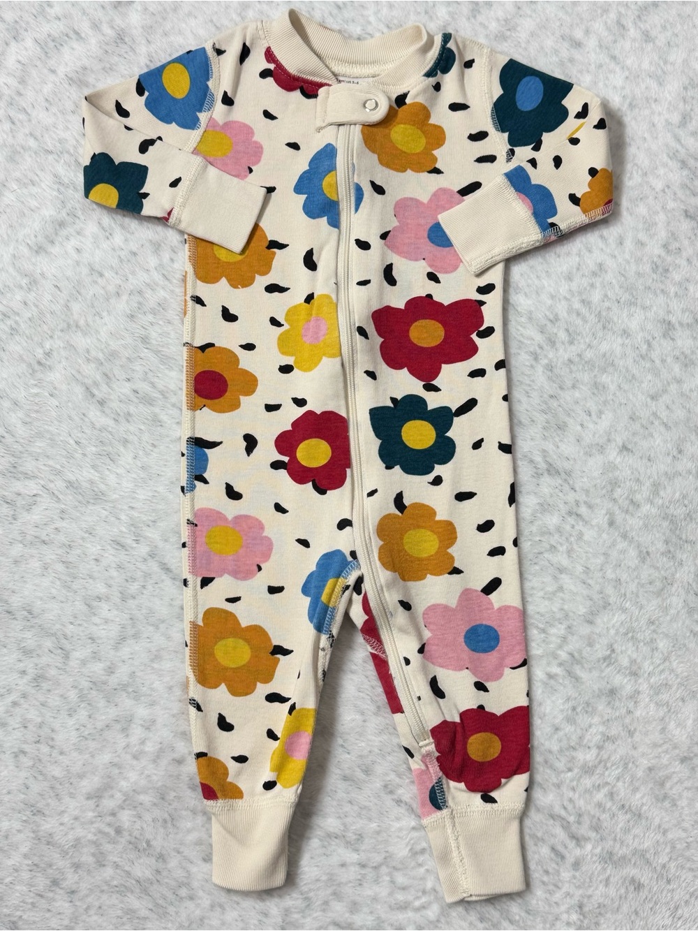 Hanna Andersson Retro Floral Zip Sleeper 3-6M Baby Girl Organic Cotton Colorful
